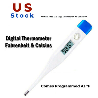 Digital Medical Thermometer Accurate & Fast Readings – Oral Armpit & Rectal Thermometer for Children Babies Adults & Pets –  with Fever Indicator
